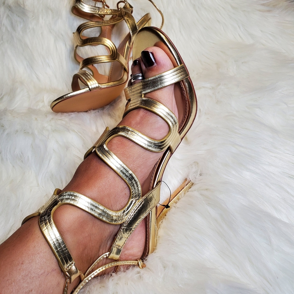 NEW Express Gold Strappy Sandals